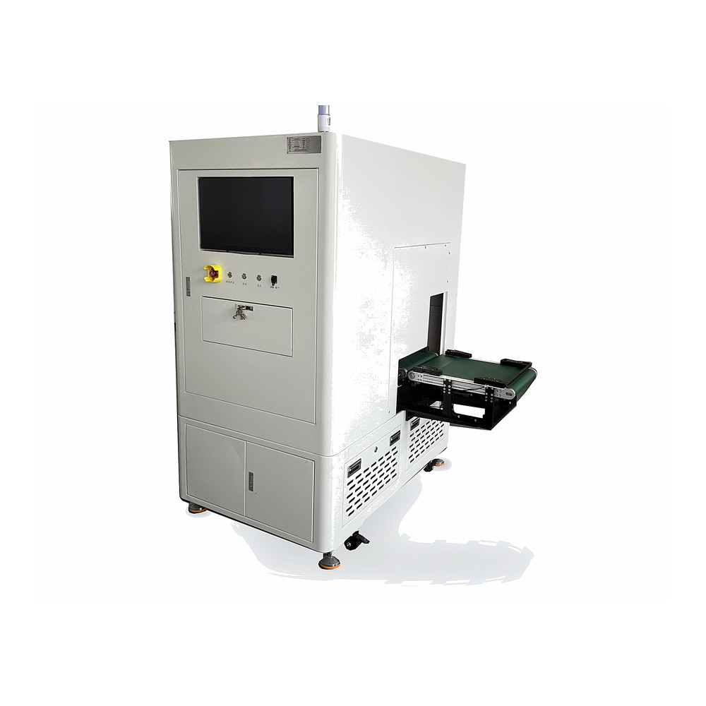 Automated RSSI test station with conveyor loading and shielded enclosure for laptop production testing