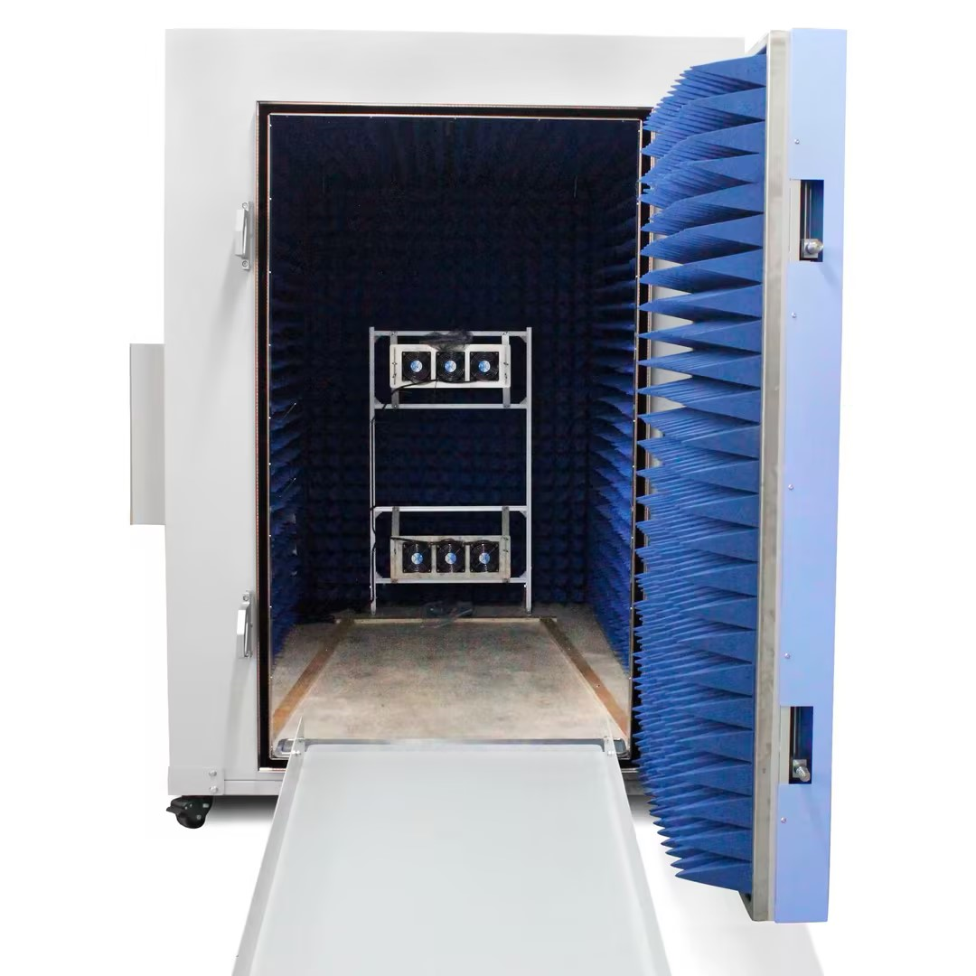 RF shielded test cabinet configured for payment terminal and POS wireless testing