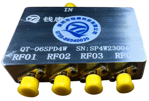 SP4T USB-controlled RF switch with SMA connectors for shield box antenna routing