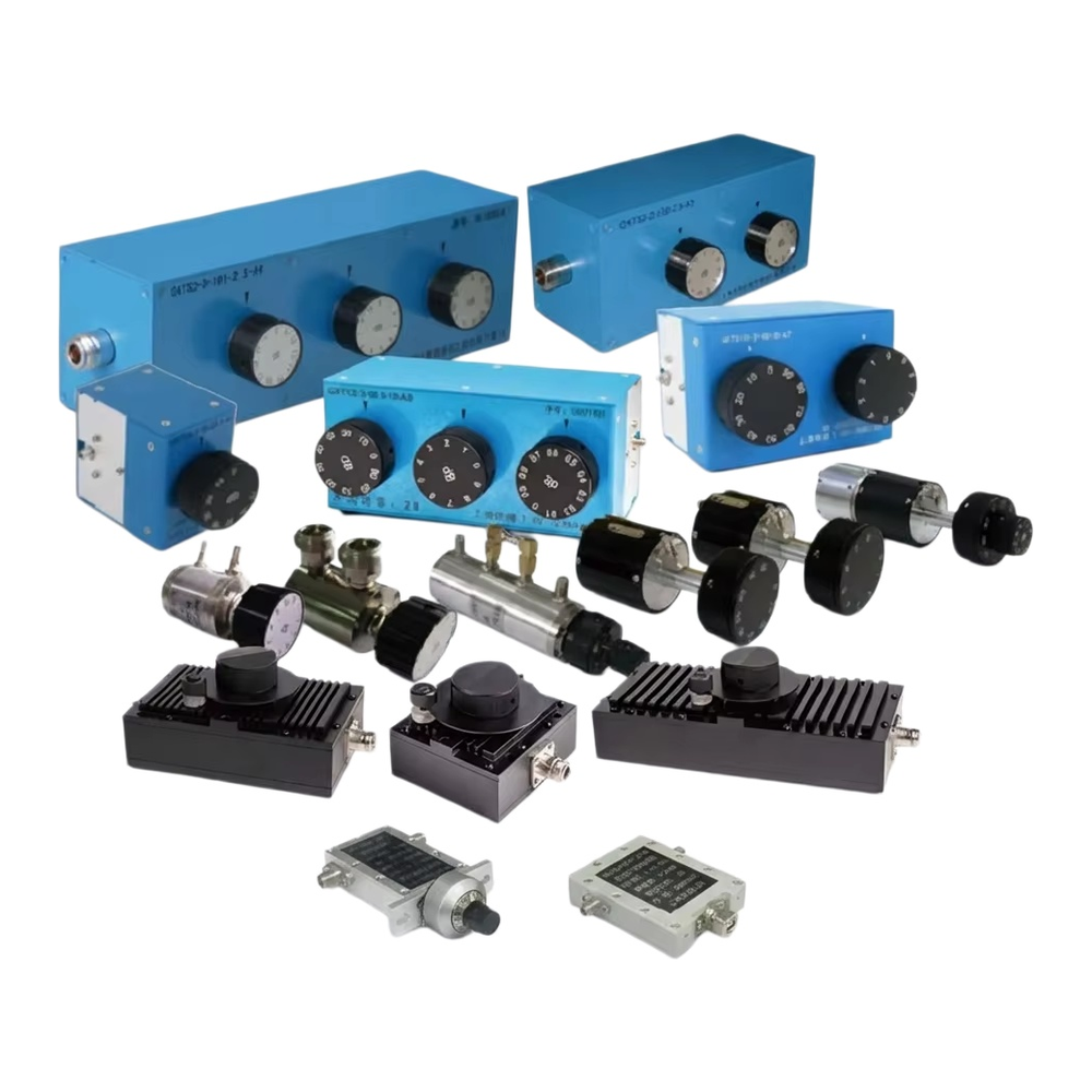 Manual rotary step attenuator with calibrated dial covering 0 to 100 dB